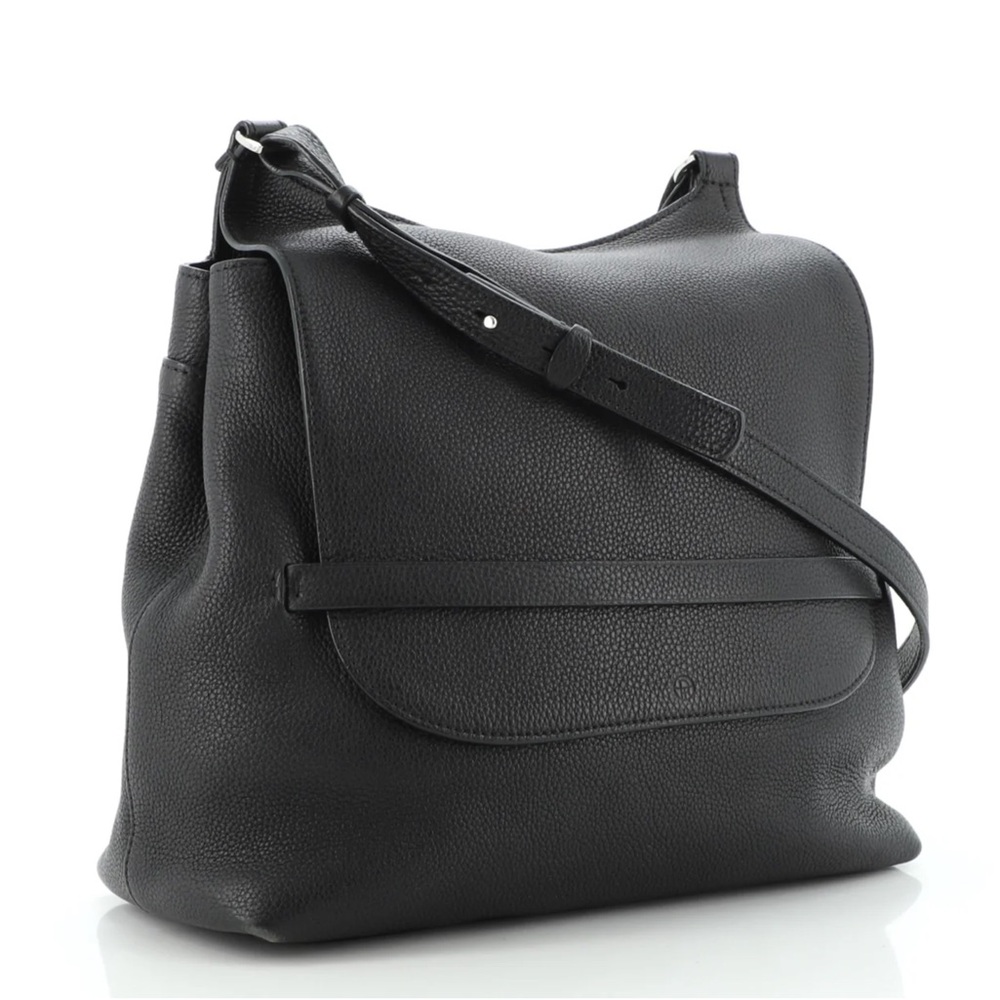 The Row, sideby black pebbled leather messenger bag